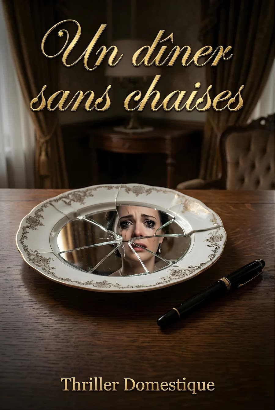 Couverture du roman Un dîner sans chaises, thriller psychologique, Vertige Littéraire