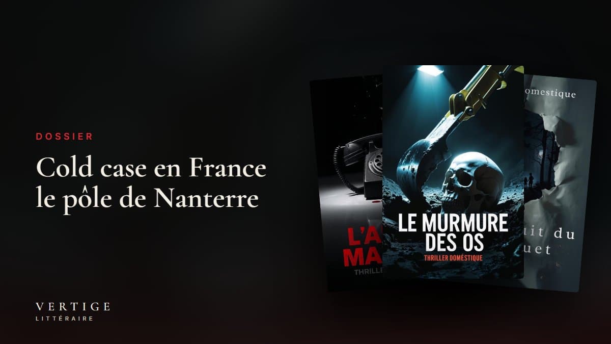 Cartons d'archives judiciaires empilés sous une lampe de bureau