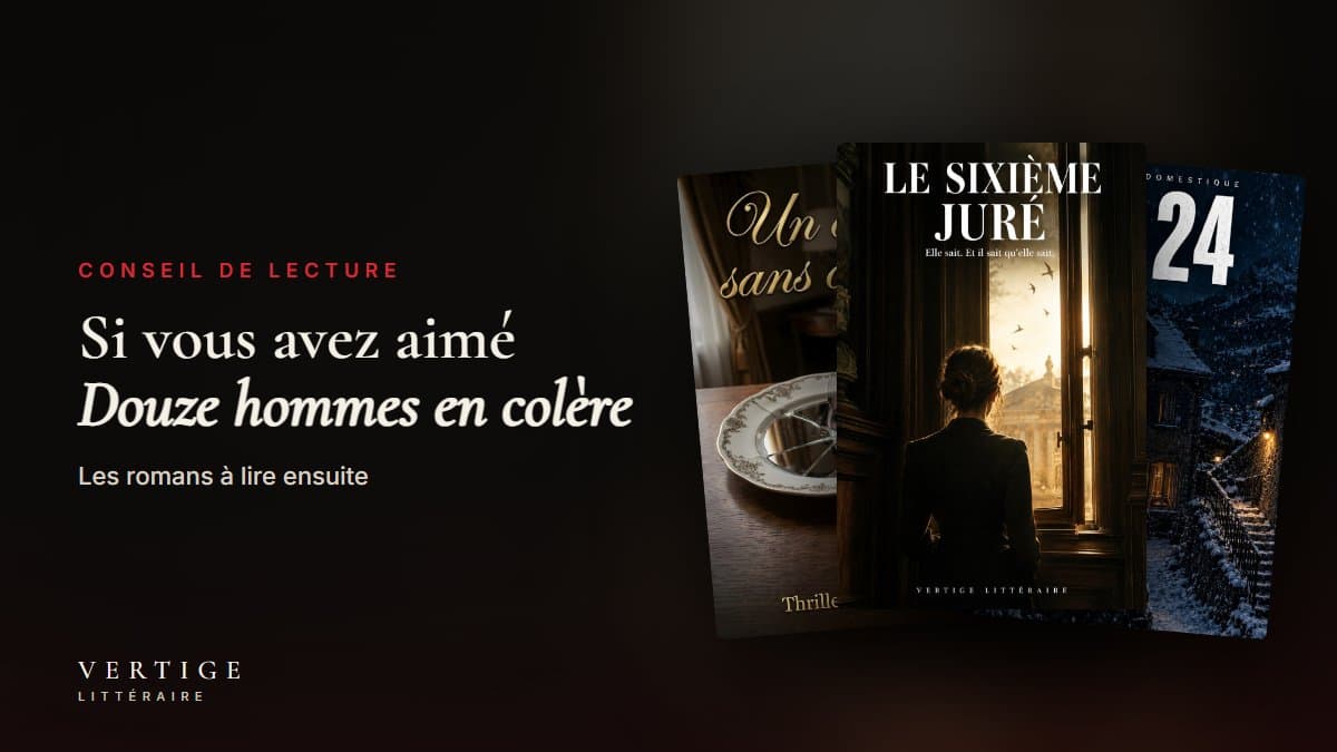 Longue table de délibéré avec ses chaises, une seule chaise tirée, lumière d'orage par les fenêtres